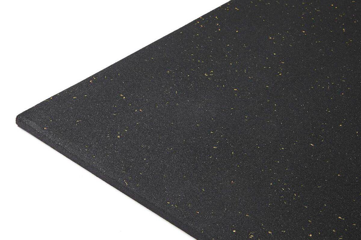 black-yellow-indoor-speckled-rubber-gym-tile-close Indoor Speckled Rubber Gym Tile